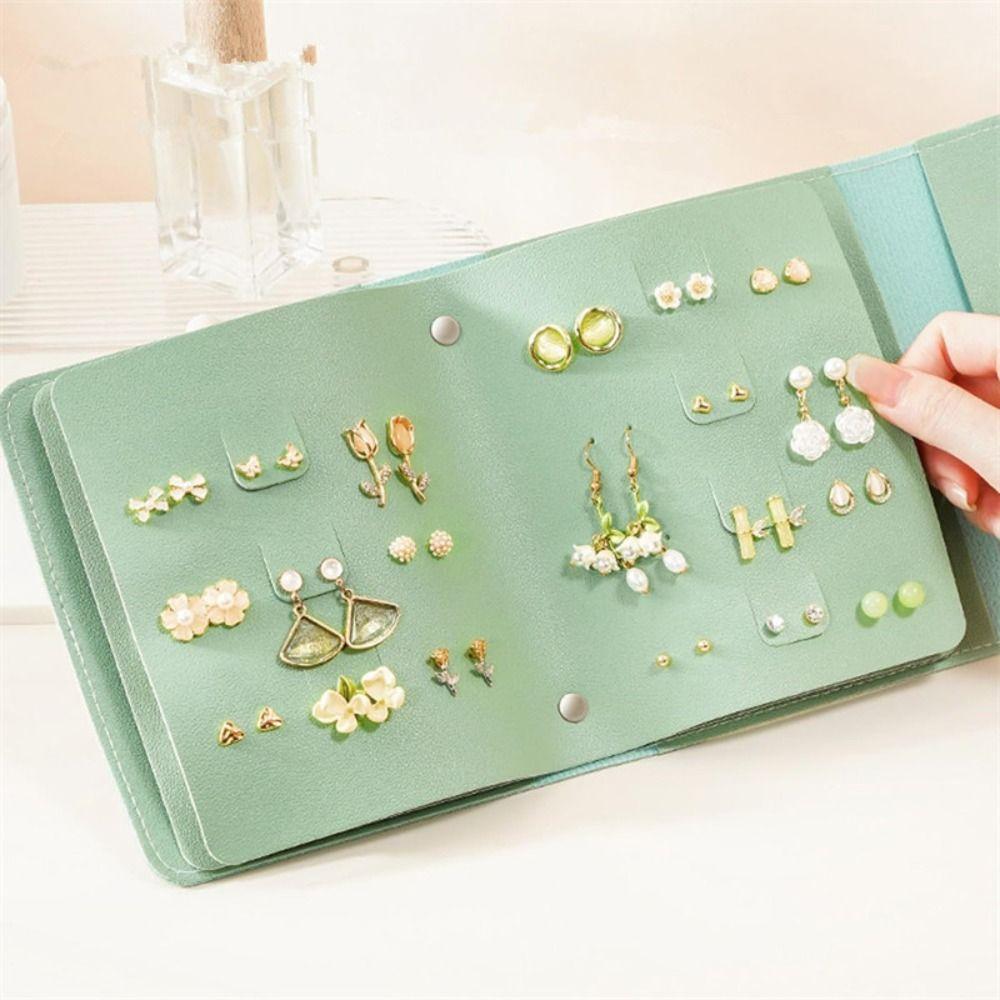 

Jewelry Organizer Ear Stud Storage Bag Pu Leather Earrings Rings Case Jewelry Accessories Home