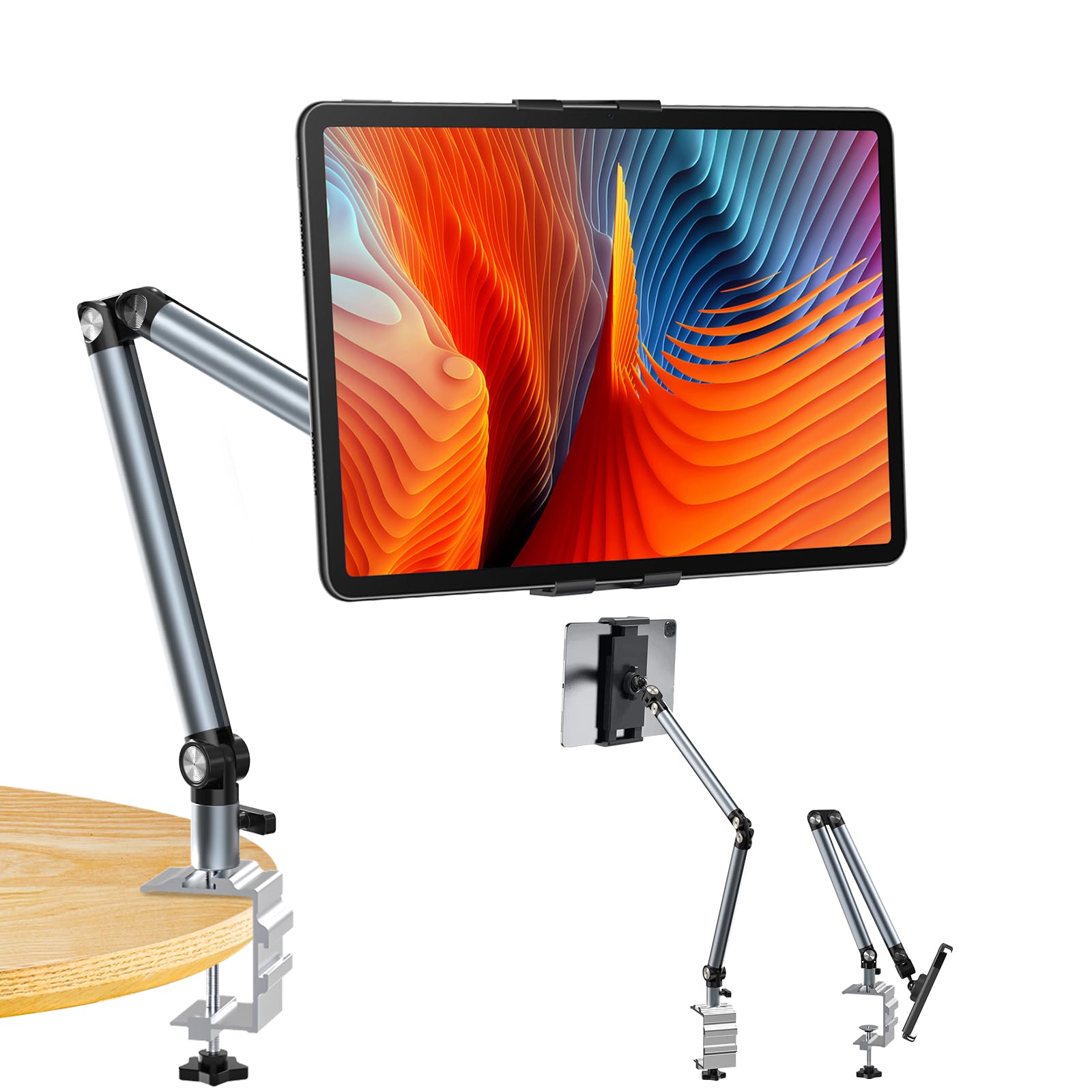 

Планшетная подставка из сплава для стабильного кронштейна, держатель для планшета для смартфона на прикроватную тумбочку, для портретной или альбомной ориентации, регулируемая, совместимая с и видео, для жизни, японская