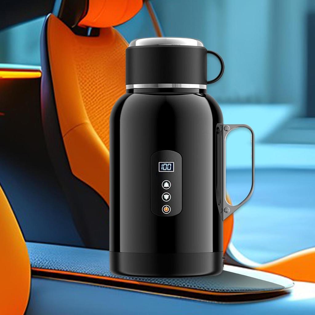Car Heating Electric Kettle 1500Ml 12/24V Stainless Steel Electric Heating Insulation Kettle Outdoor Camping Travel Kettle