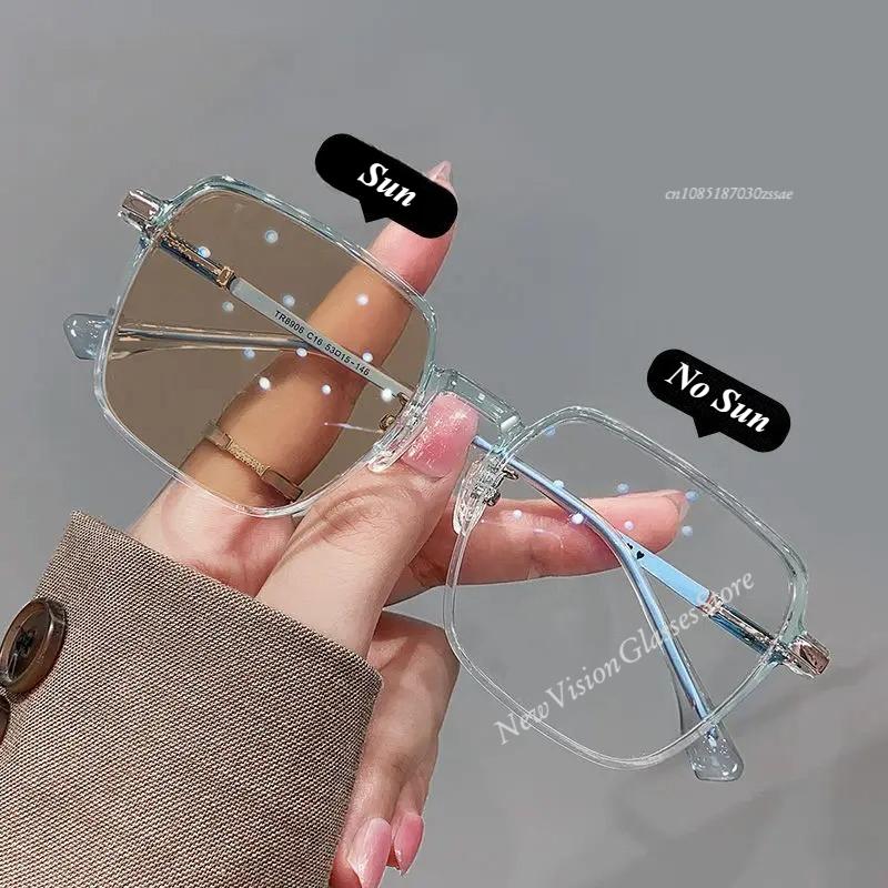 Trendy Fashionable Reading Glasses Women Anti Blue Light Presbyopia Eyewear High-Definition Unisex Transparent Frame Eyeglasses
