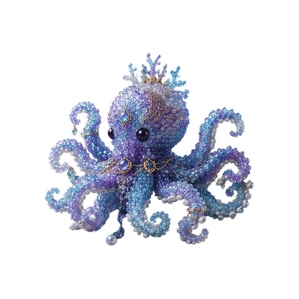 DIY Beaded Octopus Craft Kit Handmade Animal Model with Acrylic Beads for Creative Art Projects and Home Decoration