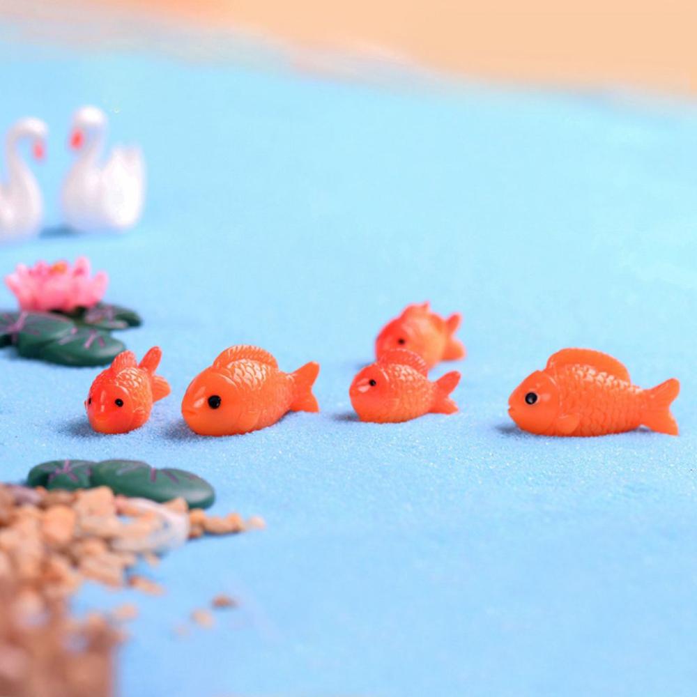 Accessories Lotus Flower,Leaf Goldfish Figurine Resin Crafts Pond Scene Miniature Fish Tank Decor