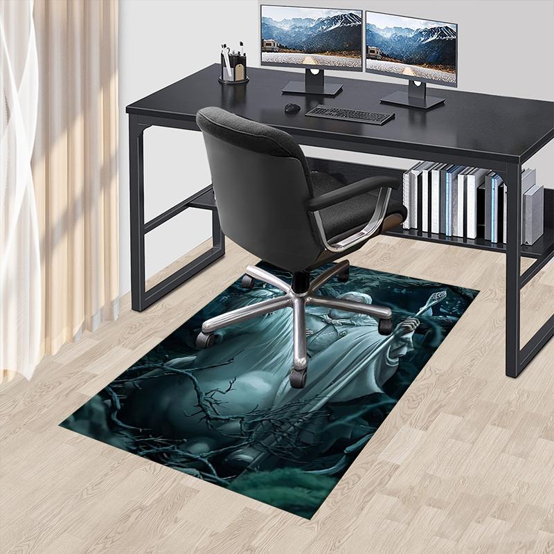

White Horse,Lord of the Rings Polyester Office Carpet Chair Mats, Home Decor Dormitory Floor Protector with Anti-Skid Backing, Large Area Co 60cm by 90cm