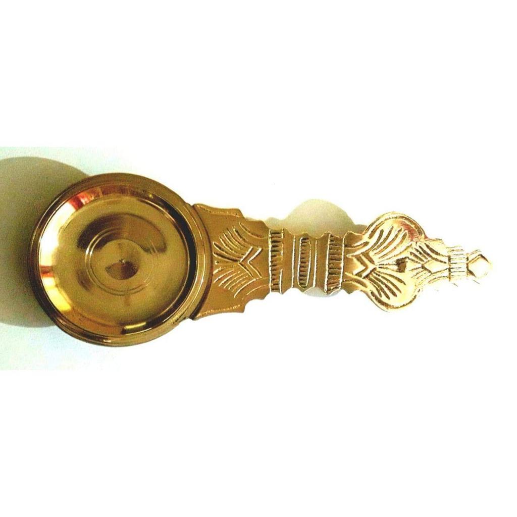 S.S Traders Yellow Brass Embossed Kapoor Aarti/Kapur Diya Kapur Burner .A Good and