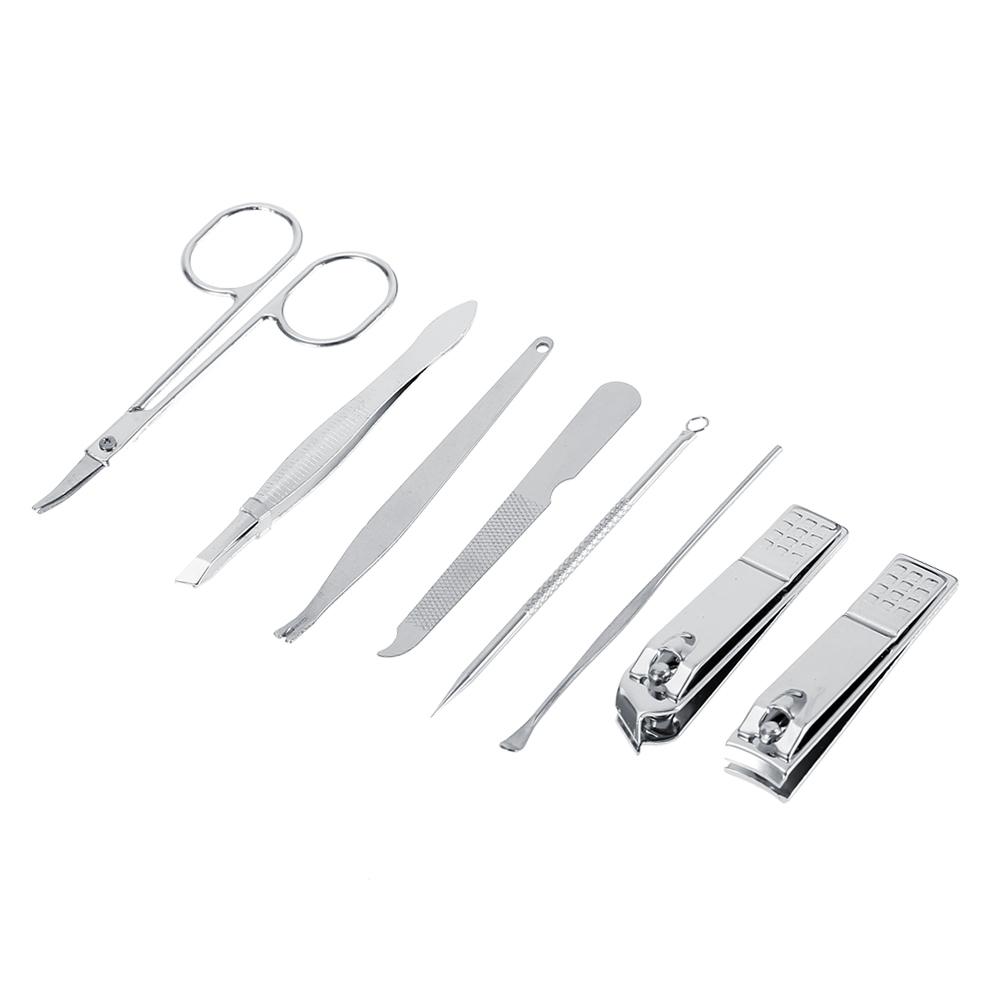 8 Pcs Stainless Steel Nail Scissors Cutter Clippers Set Fingernail Toenail (Black)