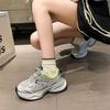 Fashion Silver Gray Mesh Breathable Dad Shoes for Women's 2024 Spring New Lightweight Thick Soled Sports Shoes Sneakers Women