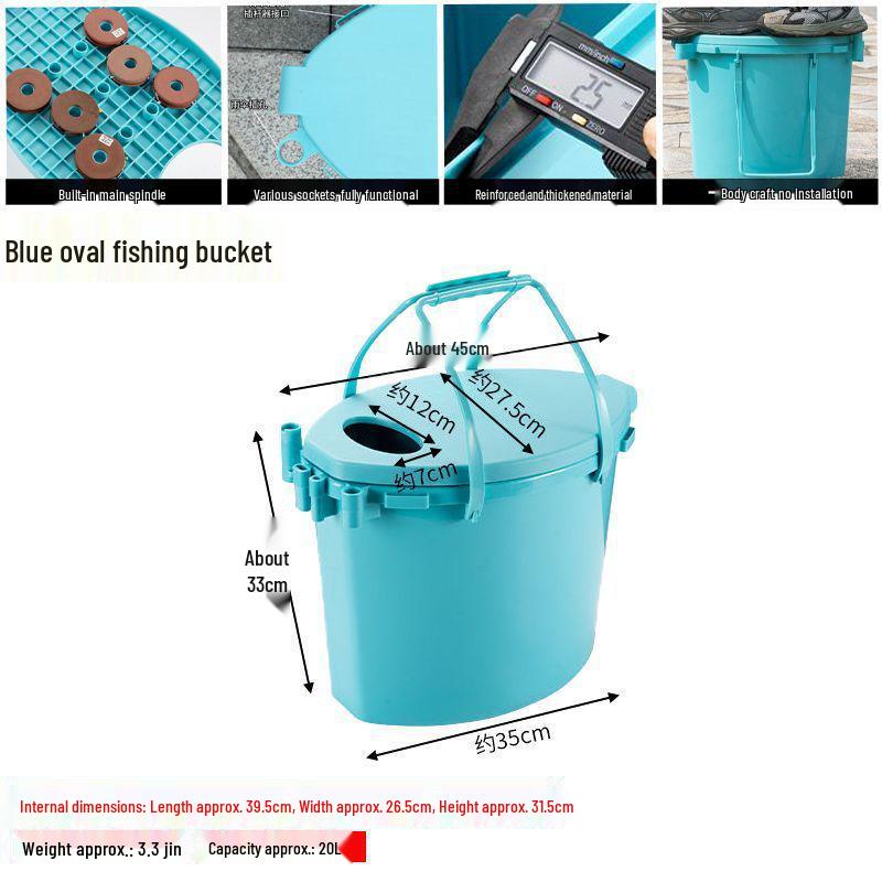 

Оновлене багатофункціональне портативне рибальське відро-сидіння з високою вантажопідйомністю та відділеннями, не потребує встановлення.