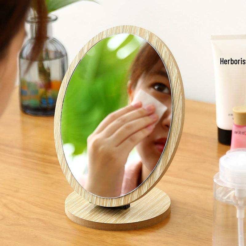 Portable Wooden Folding Makeup Mirror - Small, Standing Vanity Mirror for Dorms and Homes