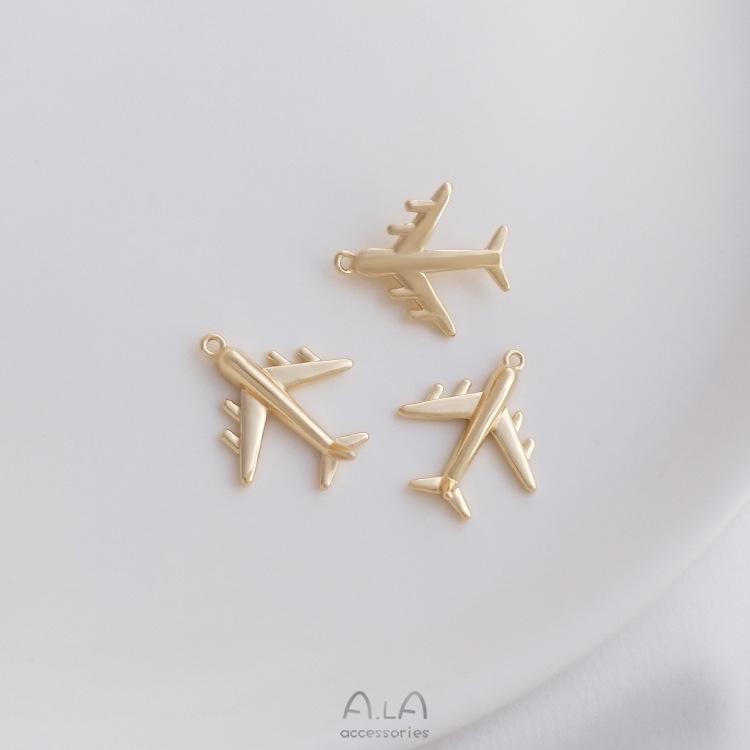 

Шарм-самолет 3D из золота 14 карат, подвеска в виде бумажного самолетика для изготовления браслета/ожерелья своими руками