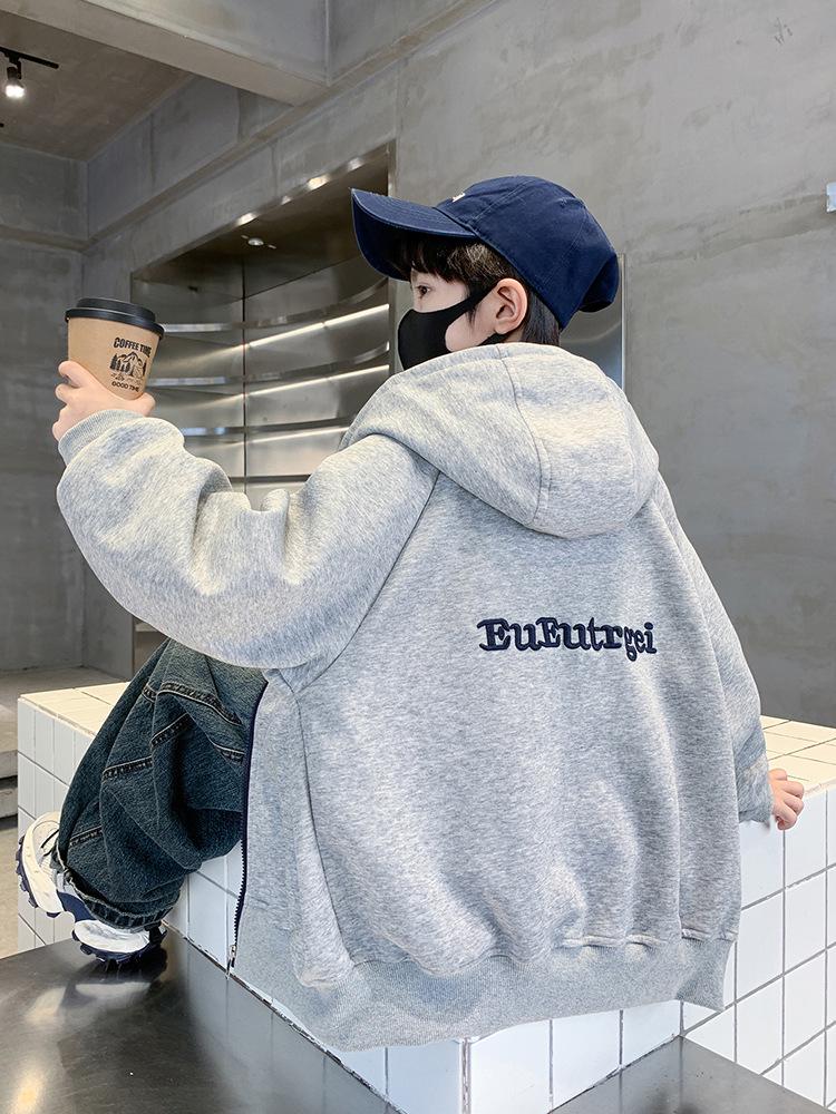 Boys' 2025 Autumn Hooded Top - Casual Korean Style for Older Kids