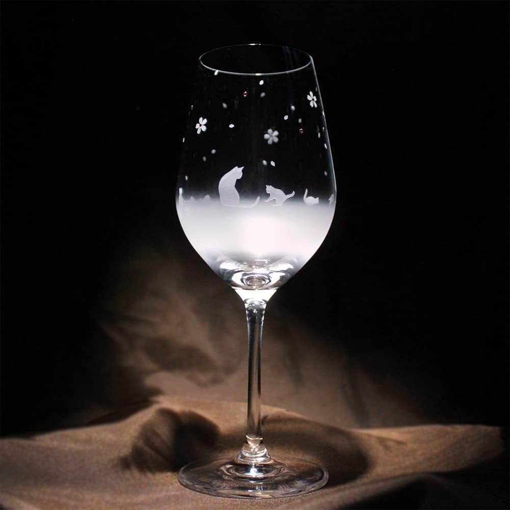 

Cat motif wine glass blossom (Cherry season/wine glass)