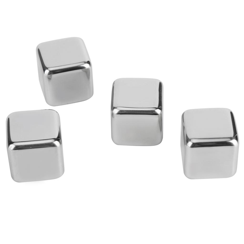 Eiswürfel mit Zange Wiederverwendbarer 304 Edelstahl Eisstein für Wein Whiskey Getränke Getränke 4 Stück