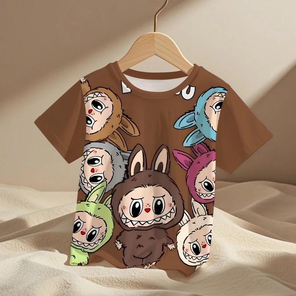 Kawaii Labubu Cartoon Anime Kids T-Shirts 3D Print Streetwear Boy Girls Child Clothing