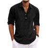 Men's Linen Shirts Long Sleeve Button Up Shirt Casual Summer Loose Fit Home Style Shirts