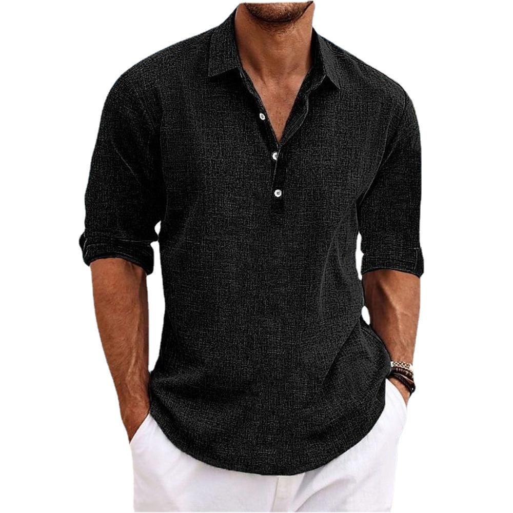 Men's Linen Shirts Long Sleeve Button Up Shirt Casual Summer Loose Fit Home Style Shirts