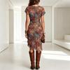 2026 Europäischer und Amerikanischer Stil Bedrucktes V-Ausschnitt Taillenbetontes Kleid für Damen, Schlankmachendes Elegantes Langes Modekleid