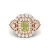 6X4MM Cushion Lemon Quartz Gemstone 925 Sterling Silver Rose Plated Solitaire Halo Women Engagement Ring