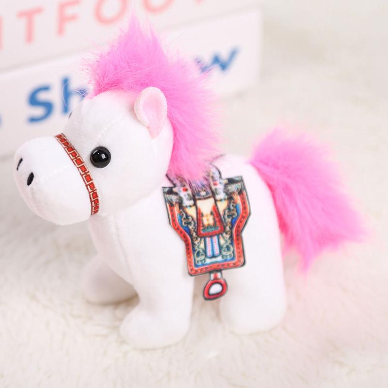 10cm Roztomilý Mini Přívěsek Kůň Klíčenka Plyšová Hračka Kawaii Zvíře Simulace Vycpaná Panenka Dekorace na Tašku Děti Znamení Zvěrokruhu Kůň Dárky