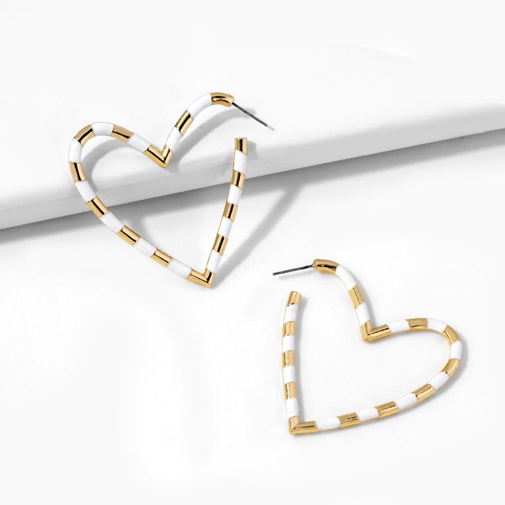 Elegant Geometric Heart Earrings For Women Trendy Multicolor Alloy Jewelry