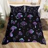 Red Mushroom Kawaii Comforter Set Twin Size Kids Bedding Botanical Plant Print Quilt for Boys Girls Adults