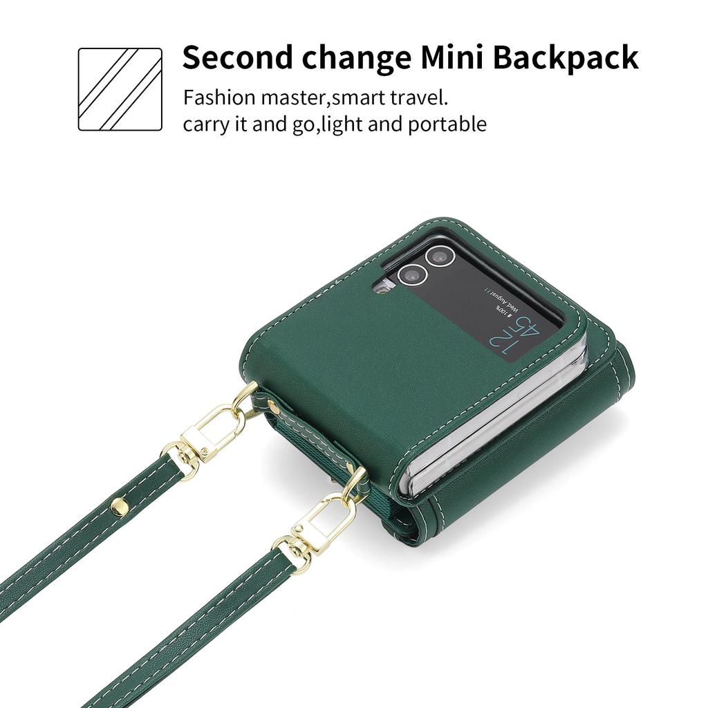 Suitable for Samsung Z Flip4 Mobile Phone Leather Case Z Flip3 Love Zipper Wallet Insert Card Oblique Span Protective Case