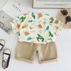 Children's Set Summer Children's Clothing Cartoon Full Printed Dinosaur Short Sleeved Baby T-shirt Boys' Summer Set