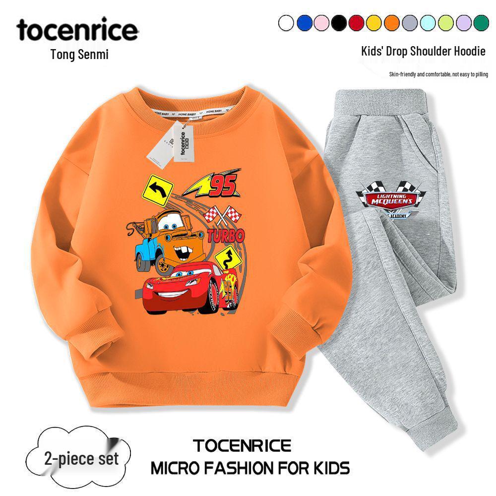2024 Lightning McQueen Boys' Fall Hoodie Set – Cool & Stylish Children's Clothing for Spring & Autumn