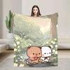 Bubu Dudu Panda Bear Cartoon Flannel Blanket Cute Art Lightweight Throw for Autumn Winter Travel Home Decor