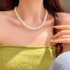 Vintage Faux Pearl Necklaces White Imitation Pearl Chain Choker Necklace Temperament Beaded Necklace For Wedding Party Wear