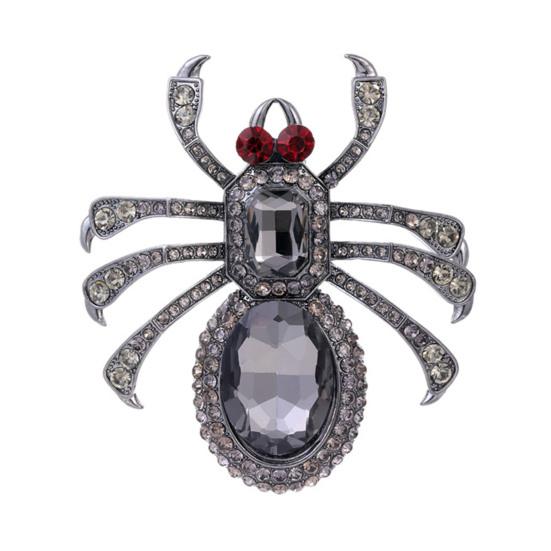 Broche unisex vintage exagerado con forma de araña, broche de cristal falso, insignia con forma de animal, accesorios de moda