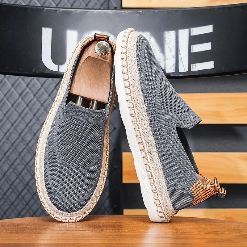 Fashion Board Shoes Large Size Loafer Flat Bottomed Comfortable Casual Shoes Breathable Canvas Social Flat Shoes Men