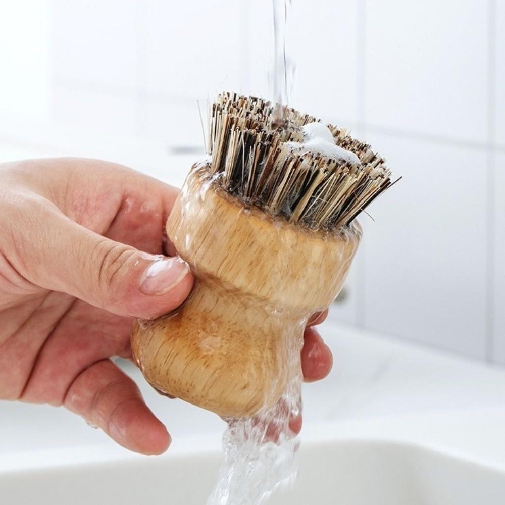 Wooden Handle Dish Scrub Brushes Handheld Scrubbing Brush Cleaning Scrubbers  for Bowls Plates Pot