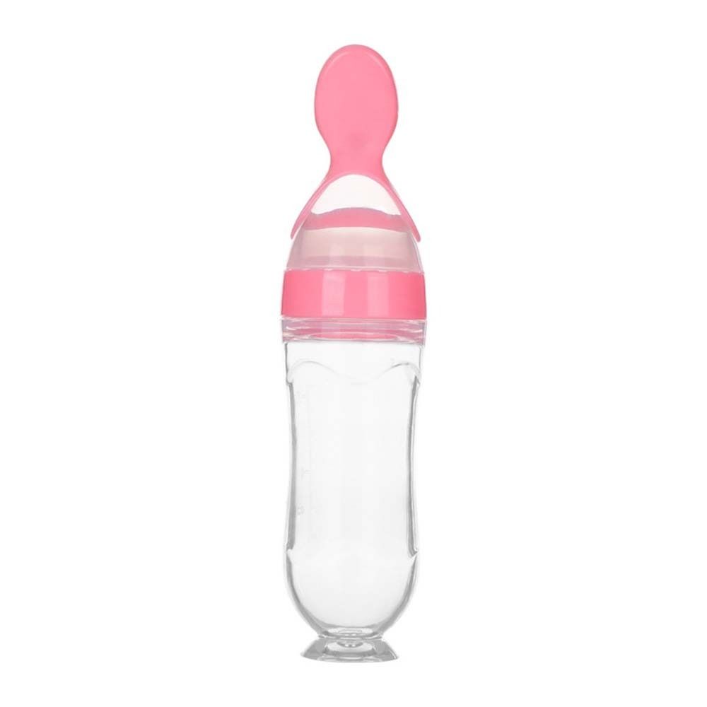 Food Grade Silicone Squeeze Feeding Bottle 90ml Rice Cereal Bottle Infant Squeeze Spoon  Children