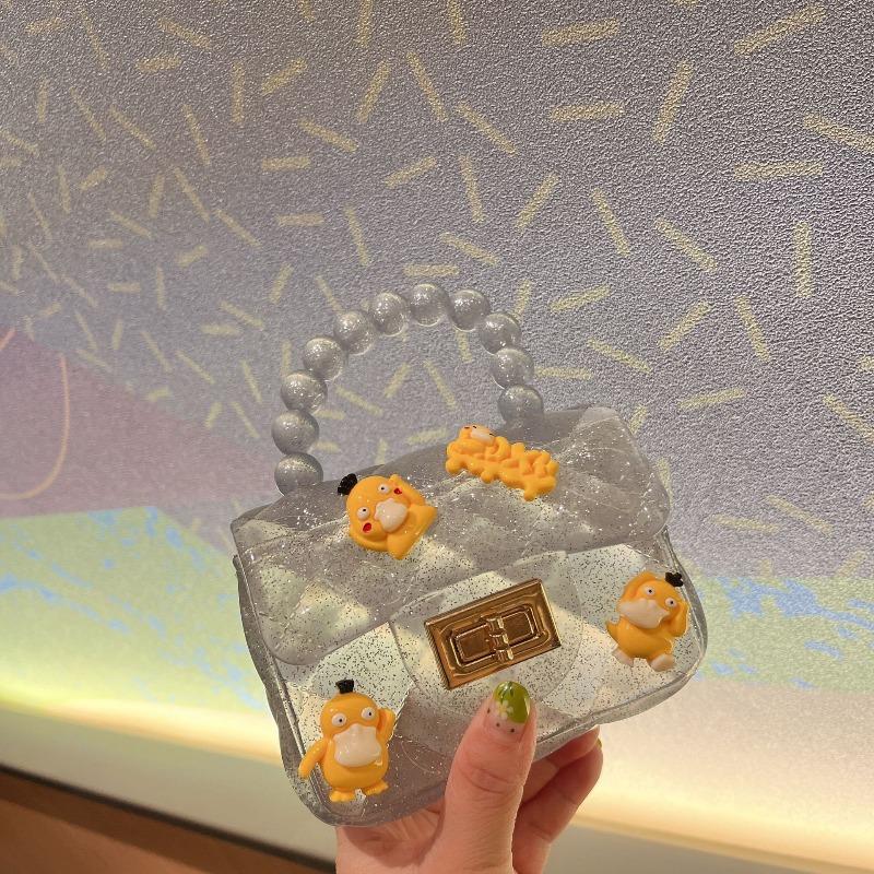 Children's cute cartoon jelly bag girls silicone change bag messenger bag little girl mini pearl handbag
