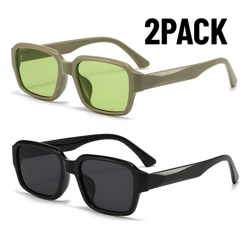 1/2PACK New Year Gift Retro Square Black Sunglasses Women Luxury Brand Designer Fashion Eyewear Men Outdoor UV400