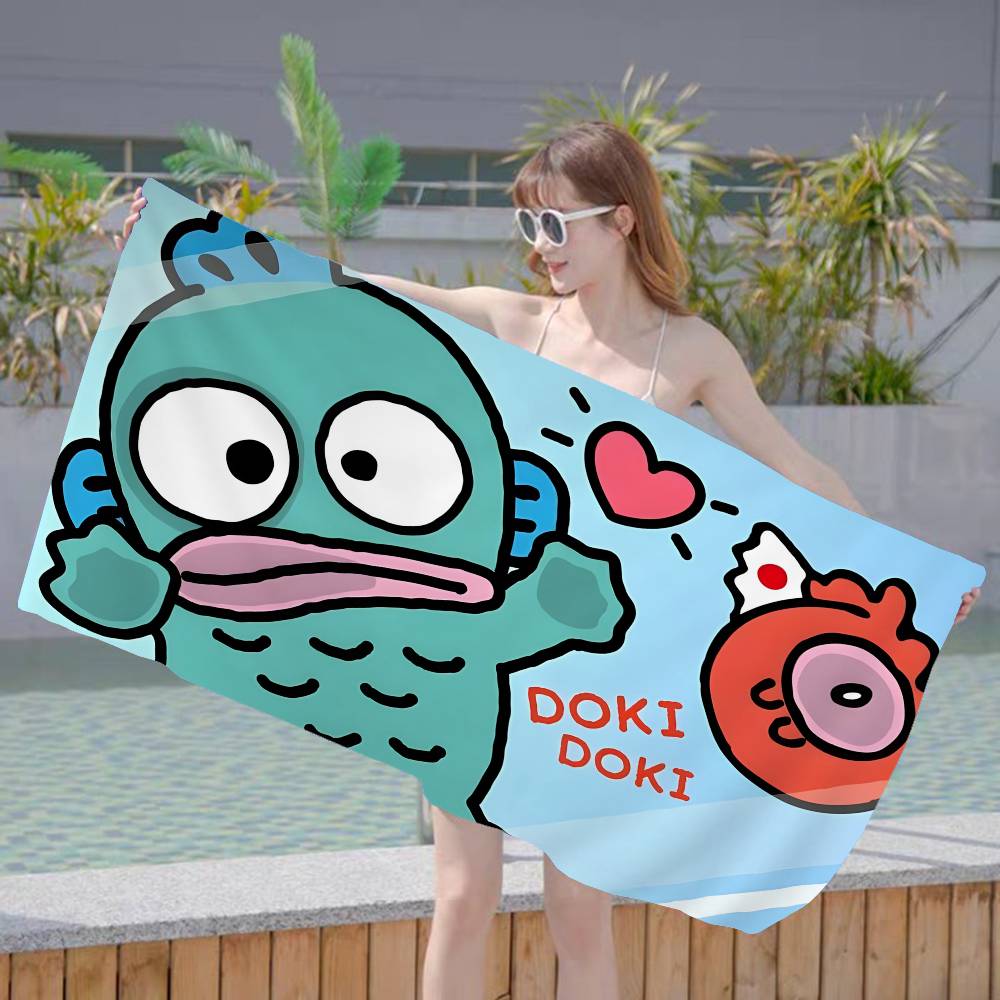 H-Hangyodon Anime Beach Swimming Towel Soft Absorbent Washcloth Children's Gifts for Kids Travel Camping Gym
