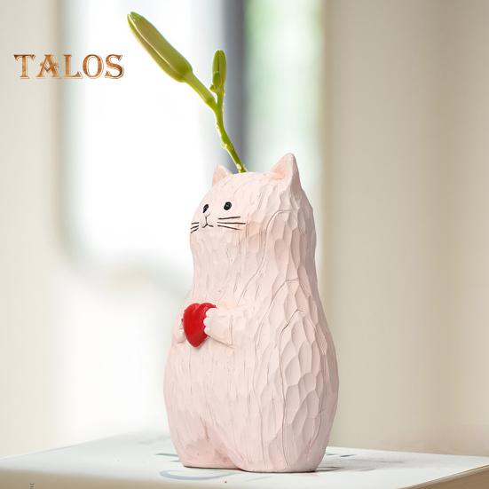 Dragoste Inimă Pisică Vasă de flori Rășină Desene Animat Handmade Pisicuță Floral Suport pentru plante Container Home Office Centru de birou Decorare de birou