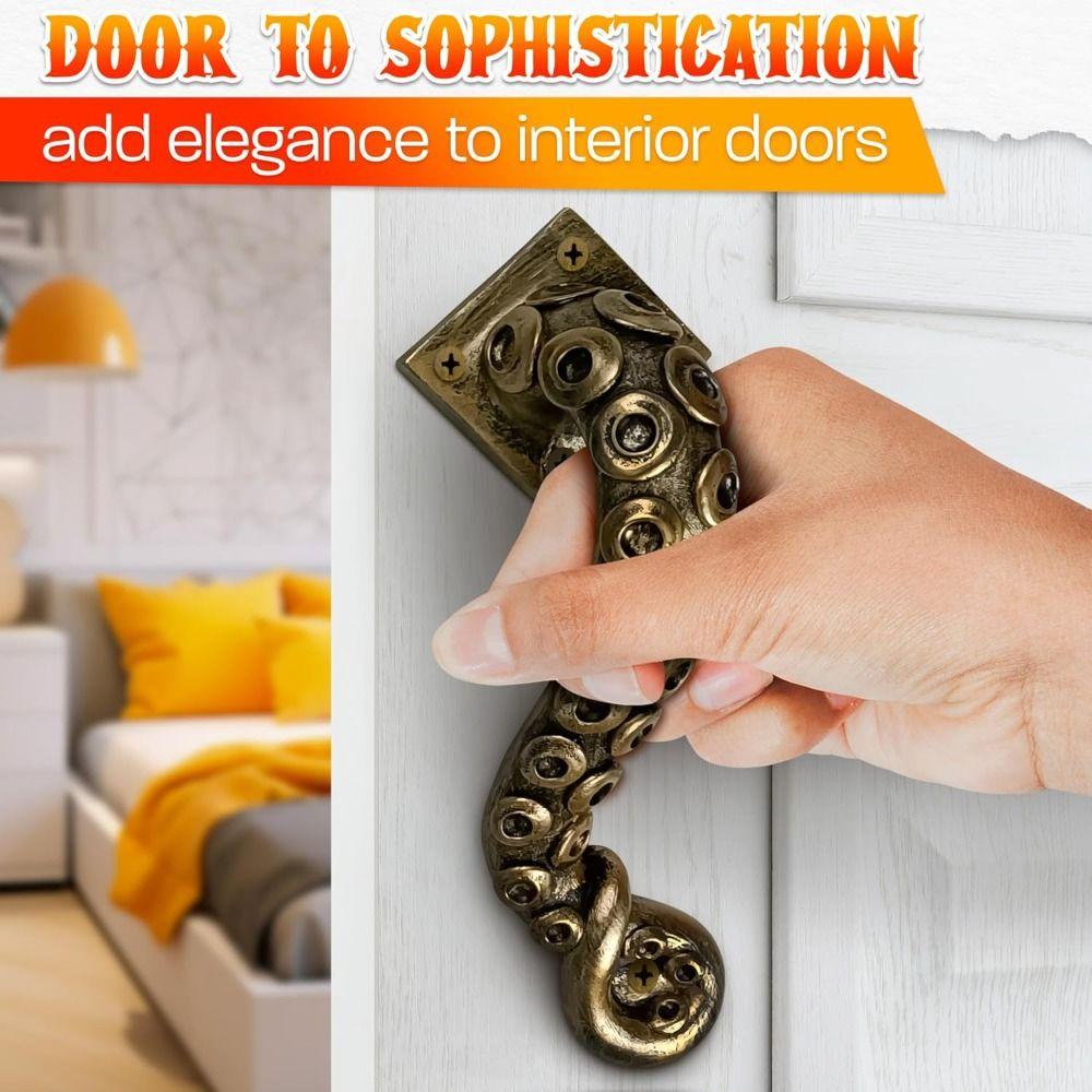 Bronze Finish Steampunk Door Knobs Heavy Duty Door Knocker Creative Gift Octopus Door Handle