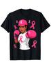 T-Shirt Featuring a Pink Ribbon for Breast Cancer Awareness Designed for of African American Descent with a Street Style