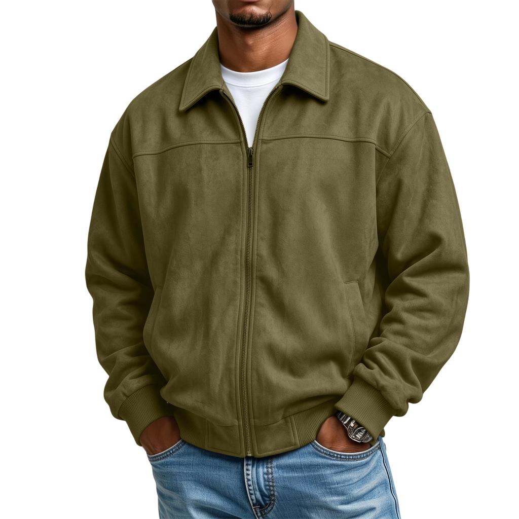 Men's Casual Baseball Jacket, Long Sleeve Zip Up Collared Sweatshirt with Pockets, Athletic Outerwear