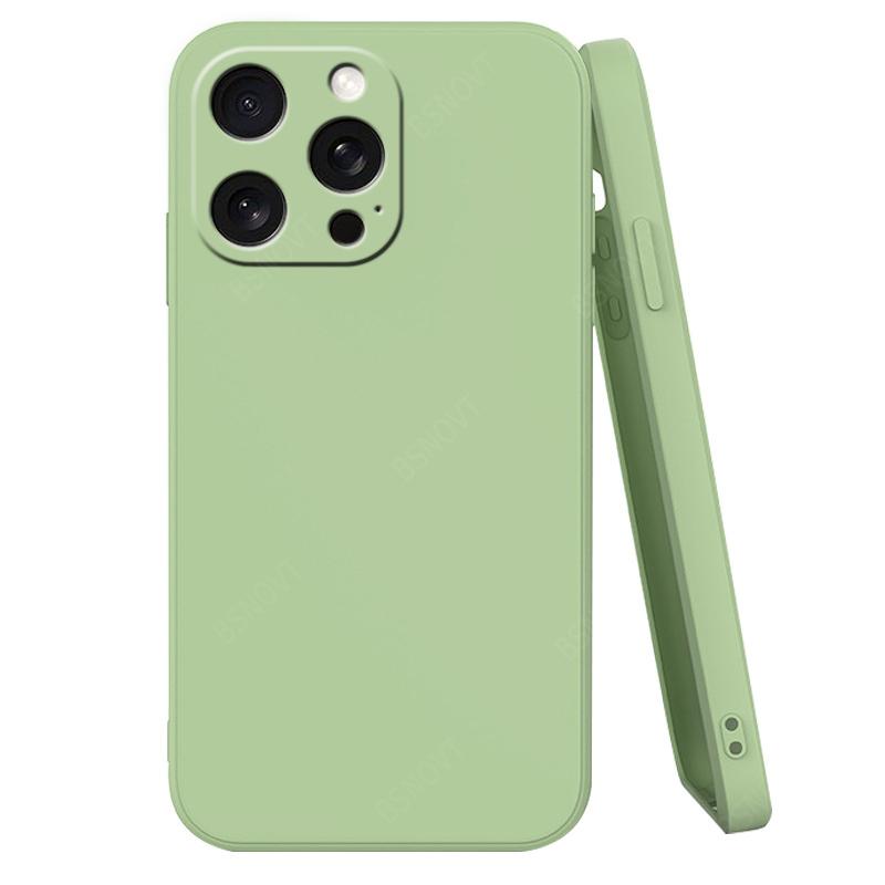 

For iPhone 16 Pro Max Case Cover iPhone 16 Pro 15 Plus Capas Original Liquid Silicone Square Fundas iPhone 16 Pro Max Soft Cover For 15 Plus зелёный