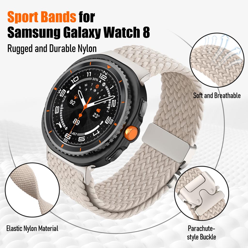 Braided Straps For Galaxy Watch 8/8 classic 46mm 44mm 40mm Parachute Replacement belt Sport Bracelet correa Galaxy watch8 Band