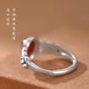 Natural Nanhong Agate Inlaid Wheat Ear Ring Women's New Niche Design Light Luxury Exquisite Retro Index Finger Ring Sterling Silver