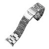 Arc Mouse Watch Band for Casio MDV-106, MDV-107, MDV-106D, and MTP-VD01, Stainless Steel Metal Men's Strap, Black Wristband, 22mm (Three Beads Silver)