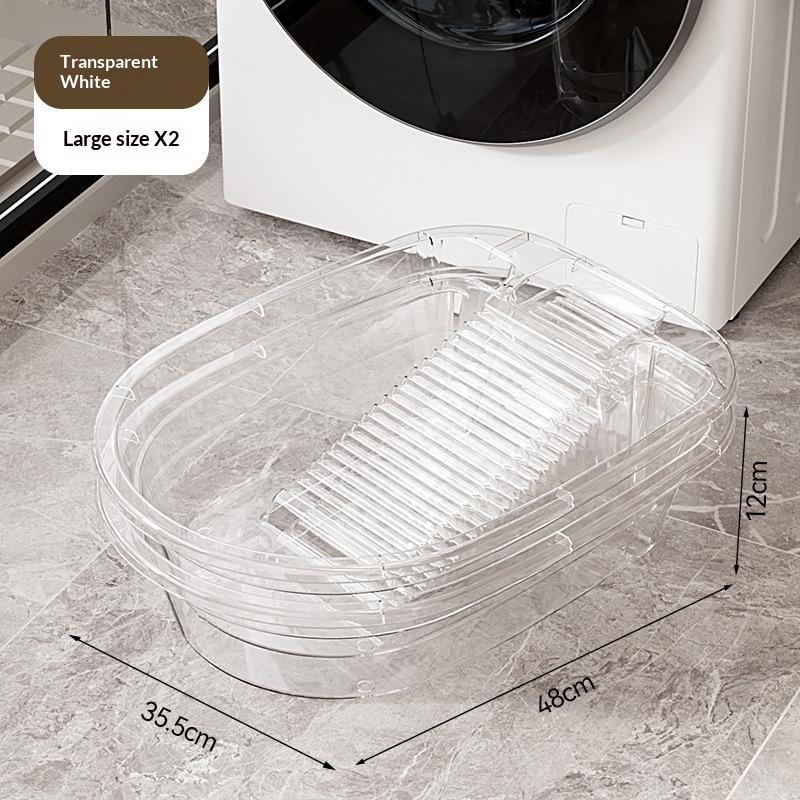 Laundry Basin With Washboard Integrated Household Plastic Wash Basin Multifunctional Laundry Basin For Clothes Dorm Hand Washing