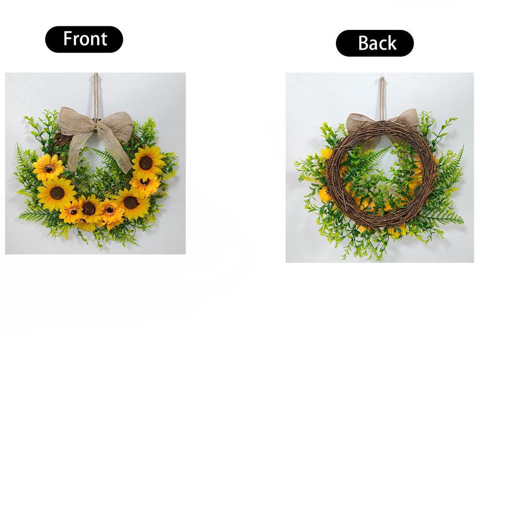 Sunflower Half Circle Wreath for Front Door Wall Decor