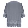 Summer Women Casual Solid Shirt Linen Stitching Lace Flower V-neck Loose Blouse Elegant Holiday Shirts