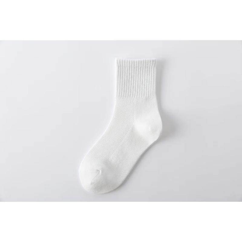 1Pair Children's Socks Spring Summer Thin Mesh Breathable Boys Girls Middle Tube Cotton Socks Black White Grey Student Sports Socks