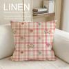 Small Floral Plaid Cushion Cover Linen Decorative Pillowcase Set Pcs X X X Breathable Washable Sofa Cushion Cover