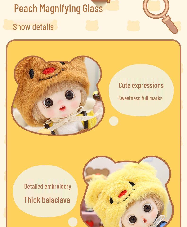 Trendy OB11 Sweetheart Bear Doll: Multi-Jointed, Poseable, and Dressable Figure